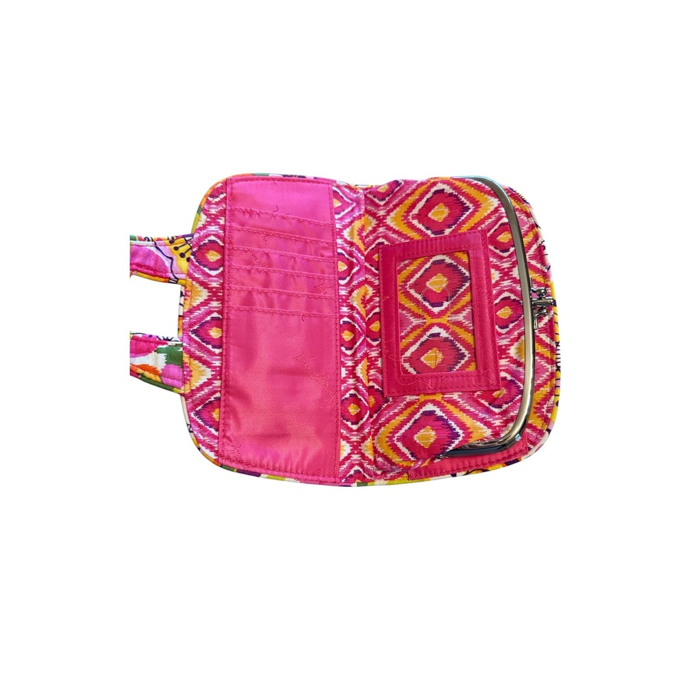 Vera Bradley Clementine Quilted Cotton Kiss-N-Snap Wallet Floral Pink Yellow - Picture 5 of 5